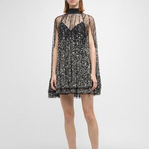 Alice + Olivia ZENON SEQUIN CAPE MINI DRESS - Brand New With Tags, Never Worn